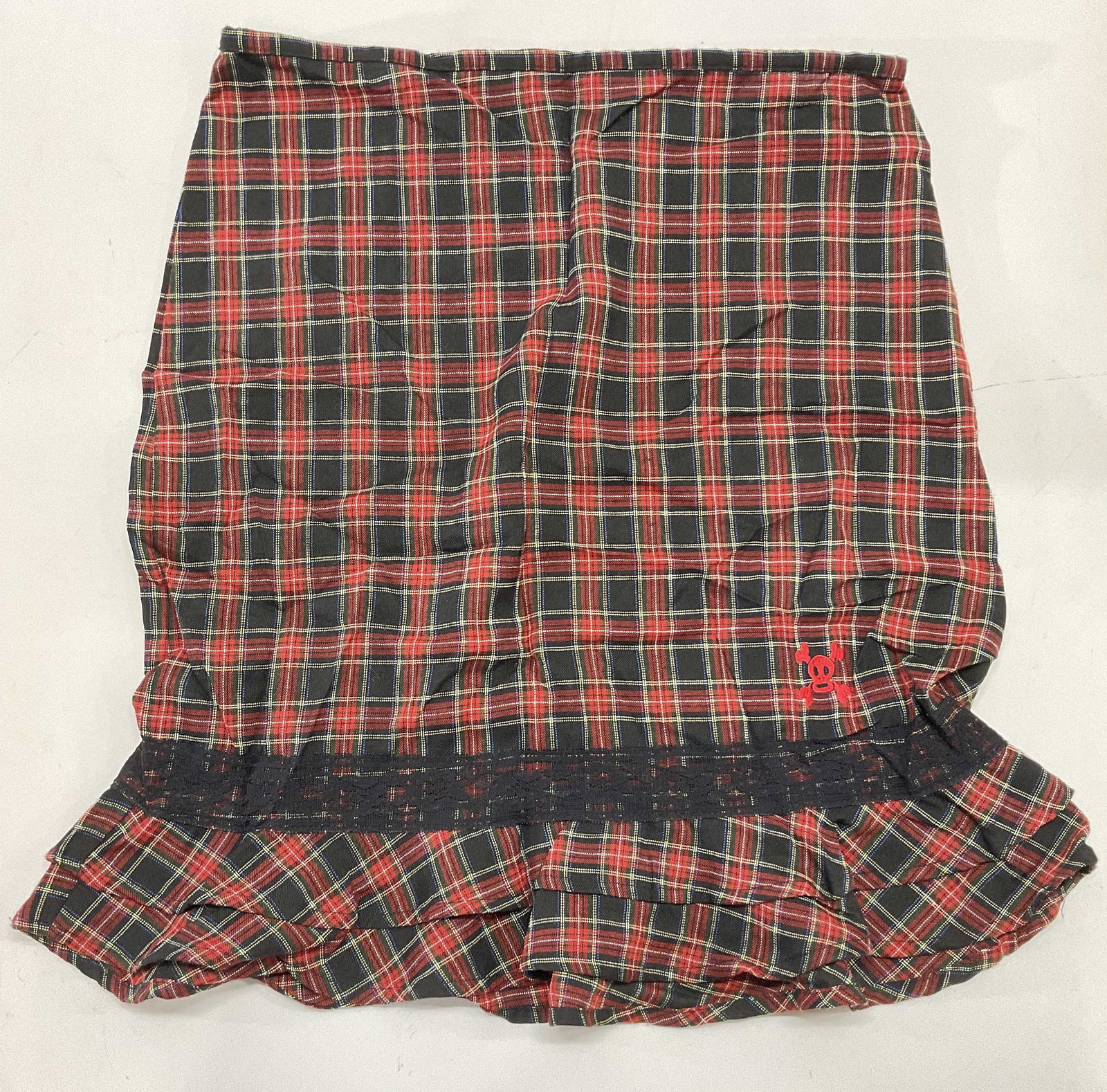 Vintage Plaid Mini Skirt W Skull Detail (1 of 6)