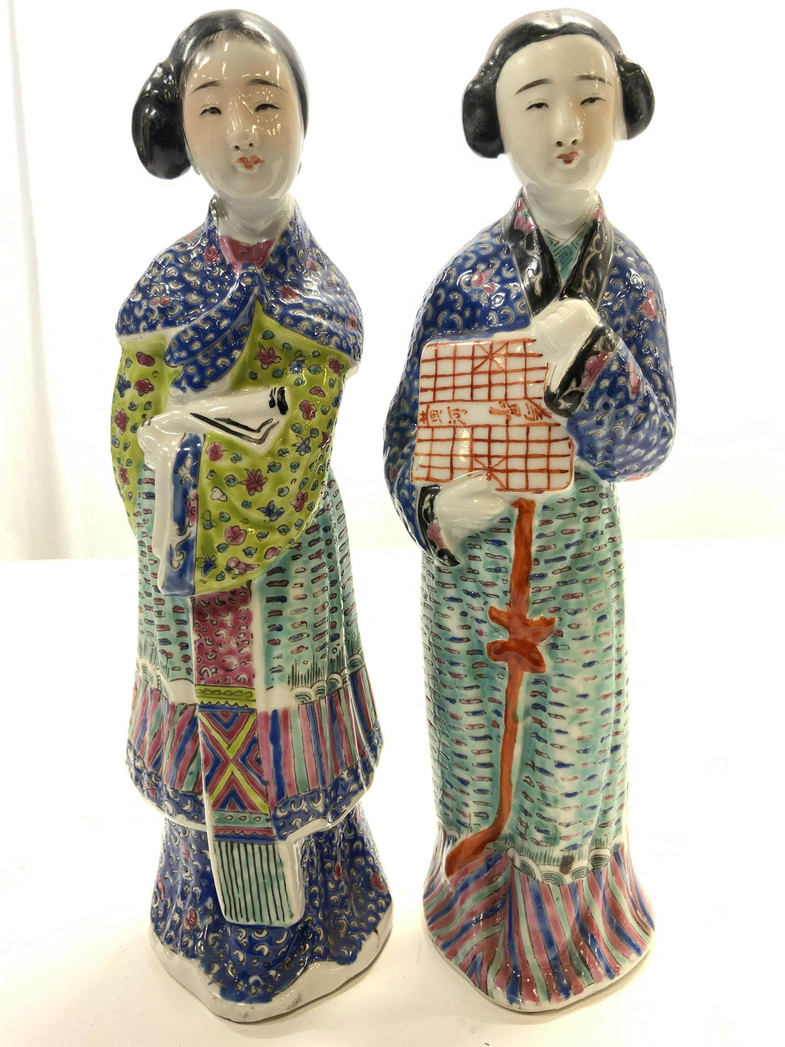 Vntg Hand Painted Female Asian Porcelain Figures (1 of 9)