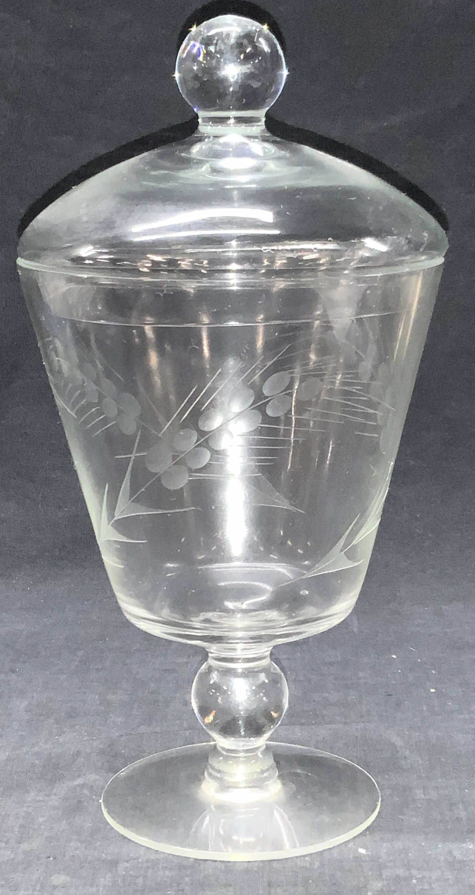 Vintage Etched Crystal Footed Vessel (1 of 7)