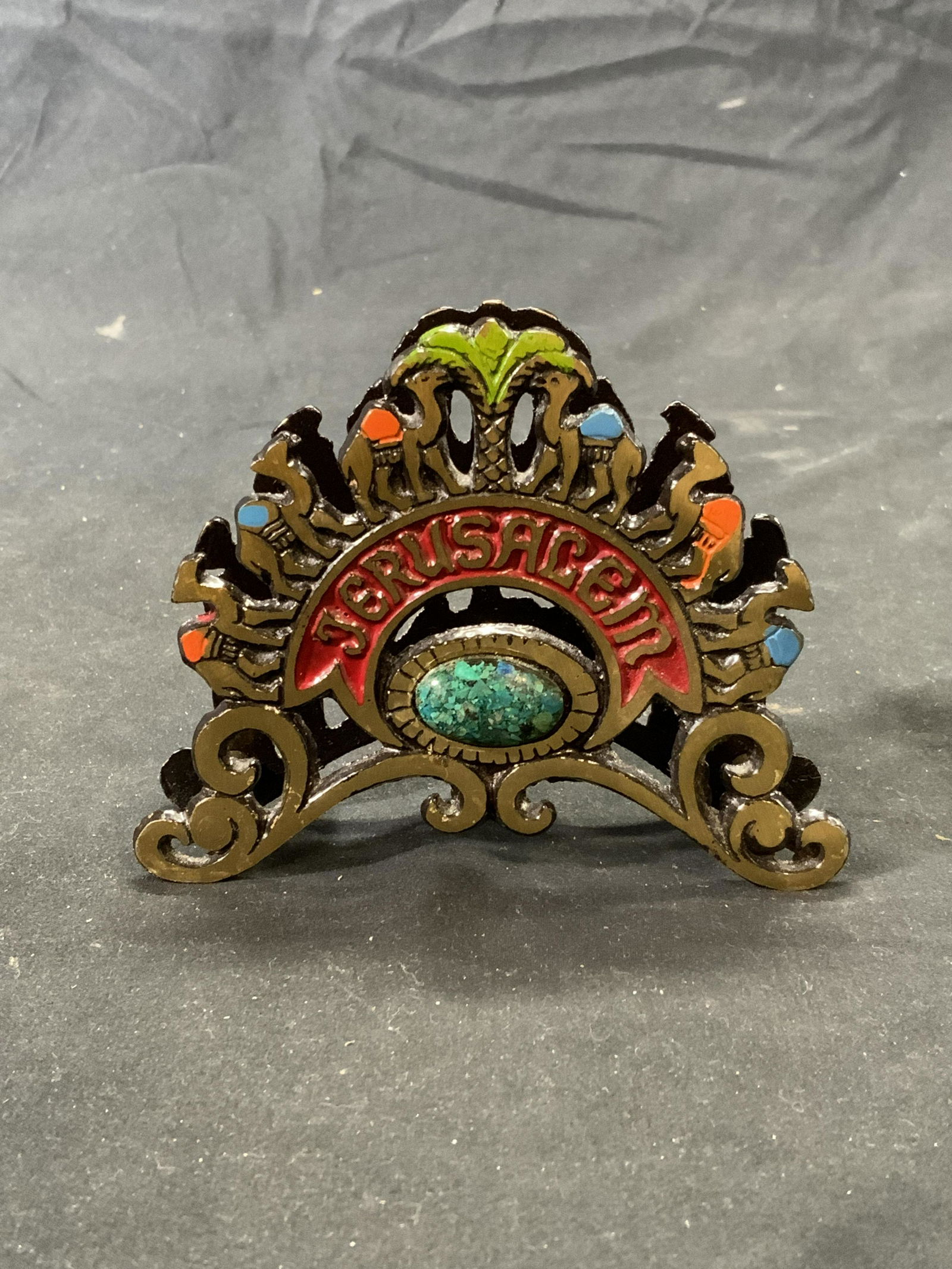 Vintage Brass Jerusalem Card Holder (1 of 4)