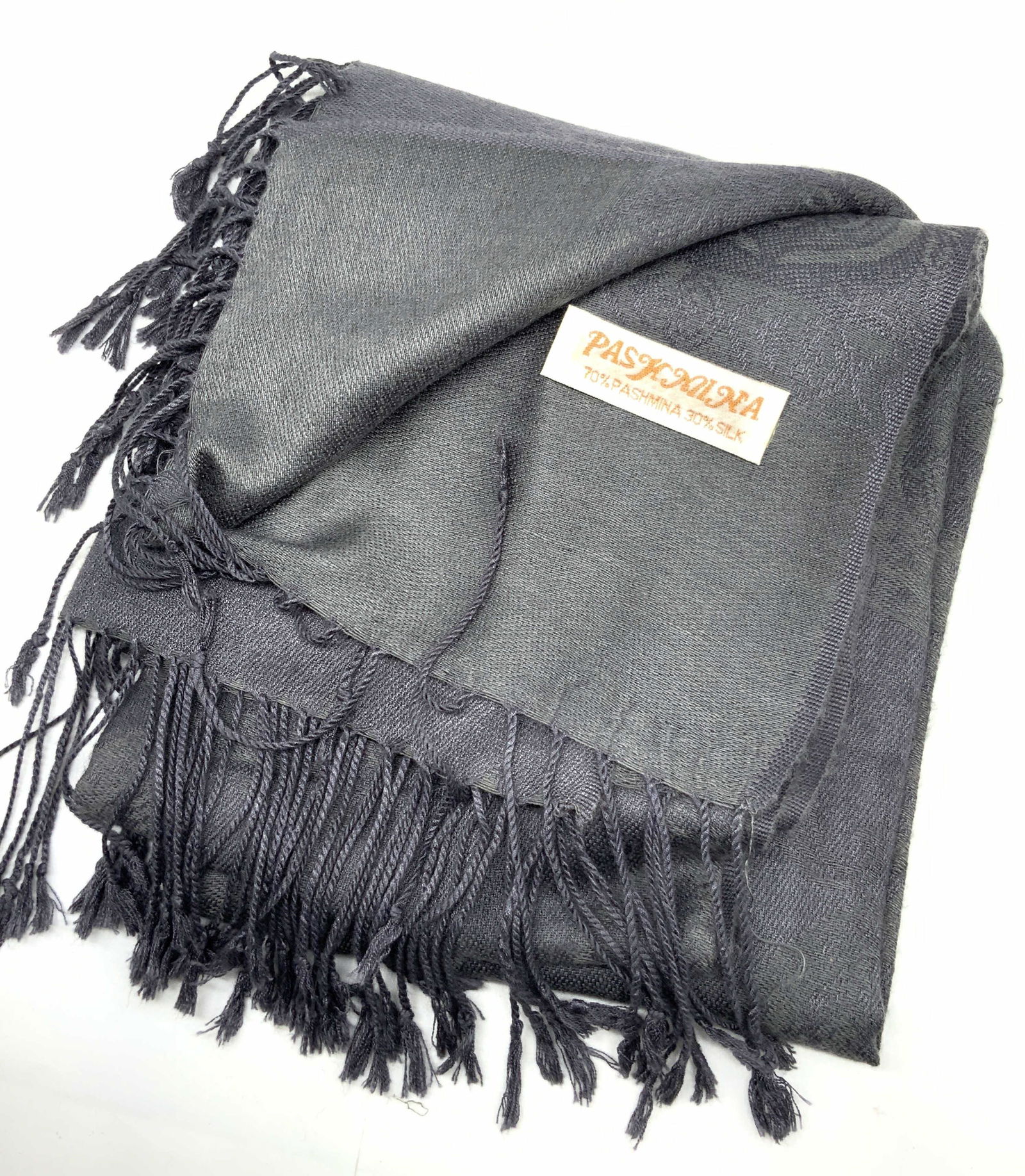 Gray Toned Paisley Pashmina & Silk Scarf (1 of 8)