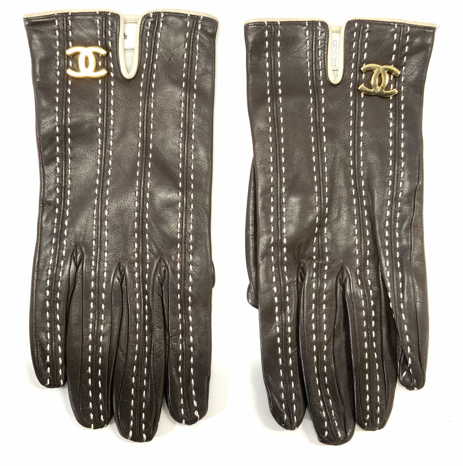 CHANEL StyleBrown Genuine Leather Gloves NEW (1 of 4)