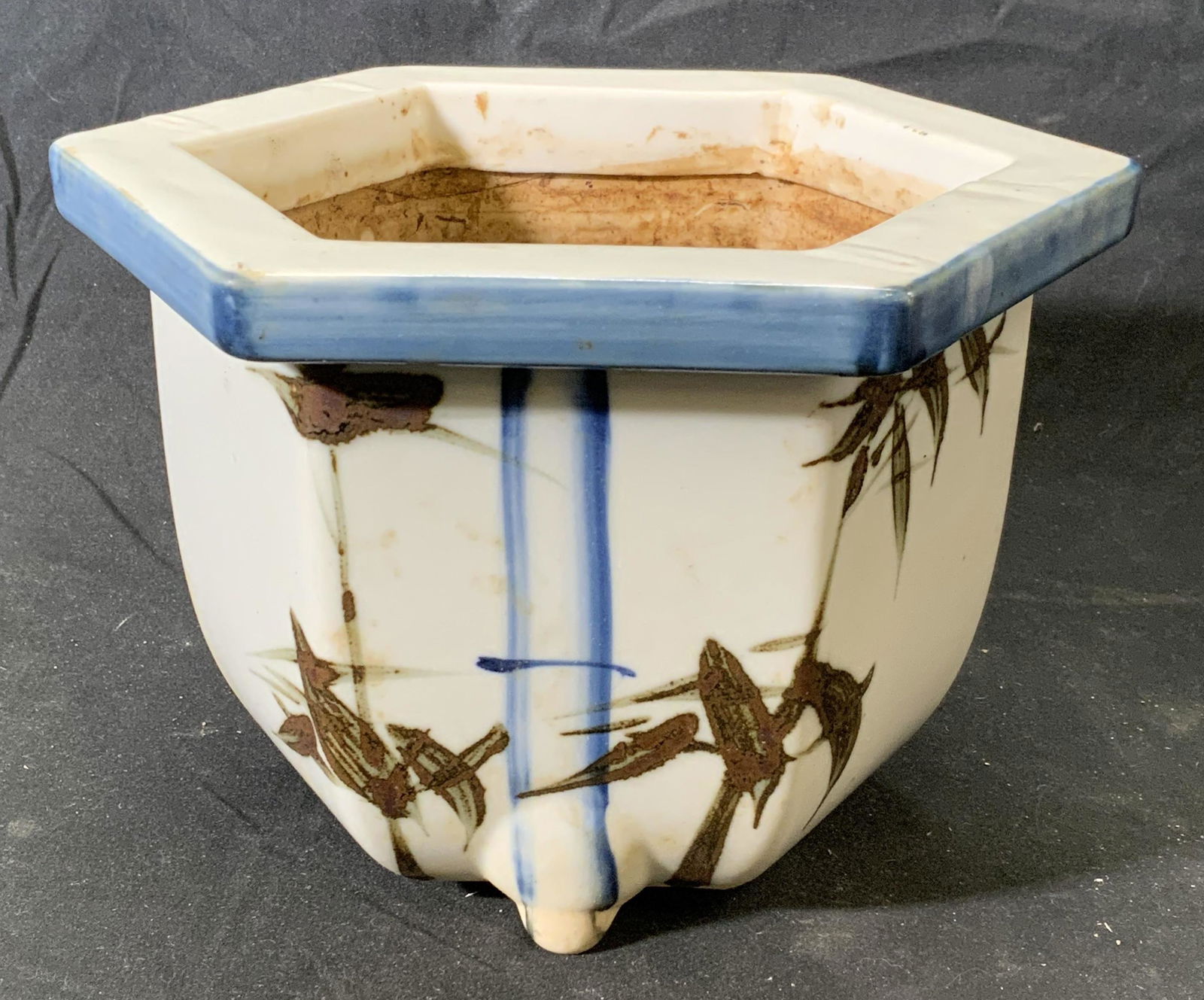 Vintage Asian Bamboo Shoot Ceramic Planter (1 of 4)