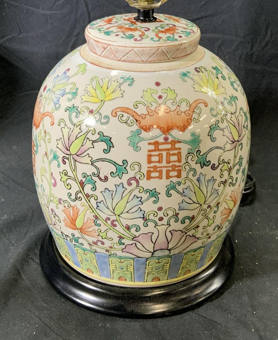 Asian Ceramic Floral Table Lamp (1 of 6)