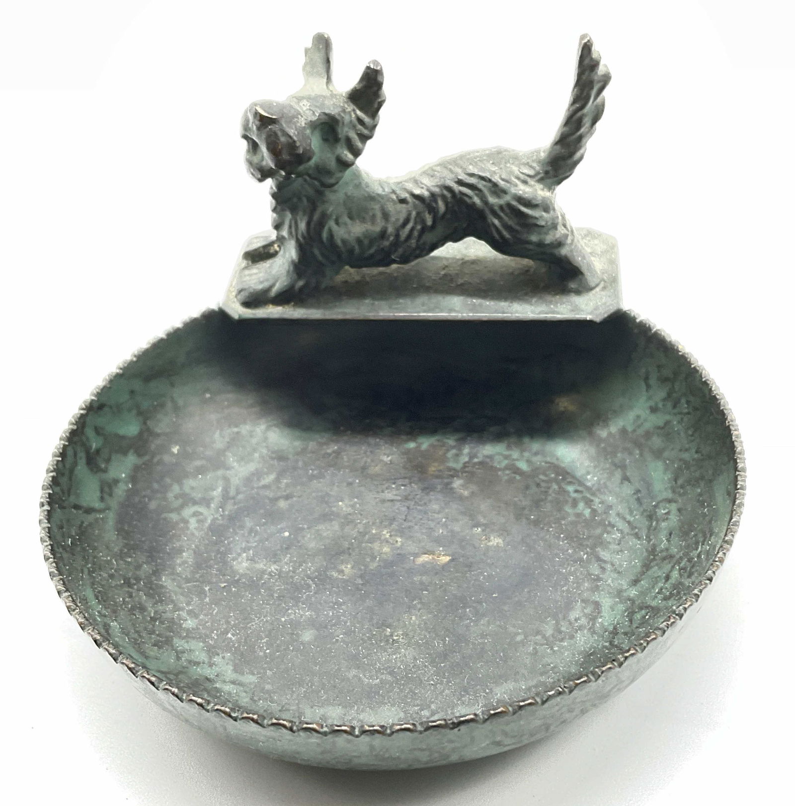 Bronze Trinket Dish W Scottish Terrier Figural (1 of 4)