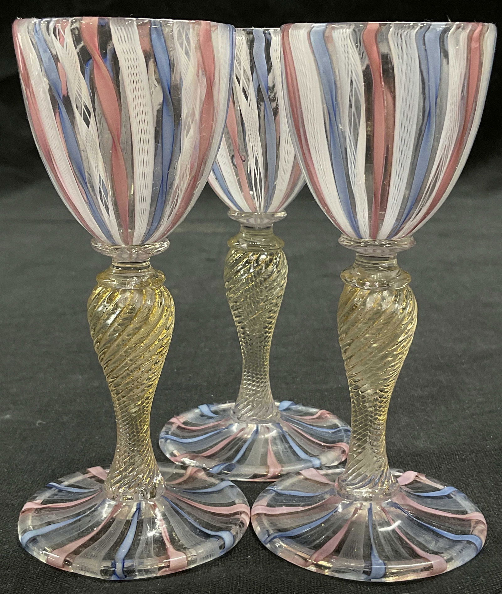 3 Hand Blown Art Glass Cordial Stemware (1 of 4)