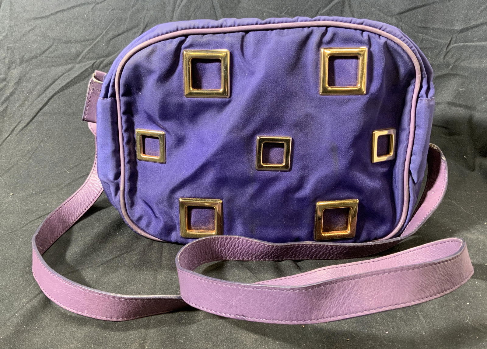 PRADA Style Purple Nylon/Leather Shoulder Bag (1 of 6)