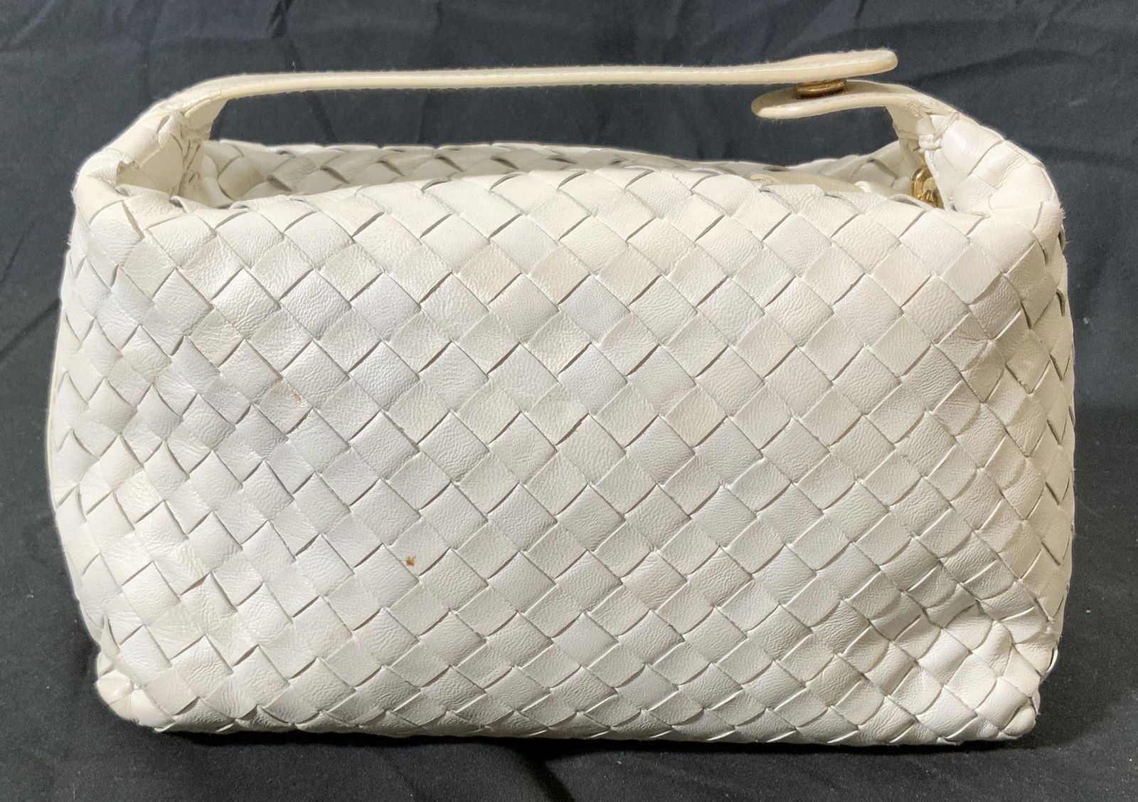 BOTTEGA VENETA White Woven Leather Clutch (1 of 7)