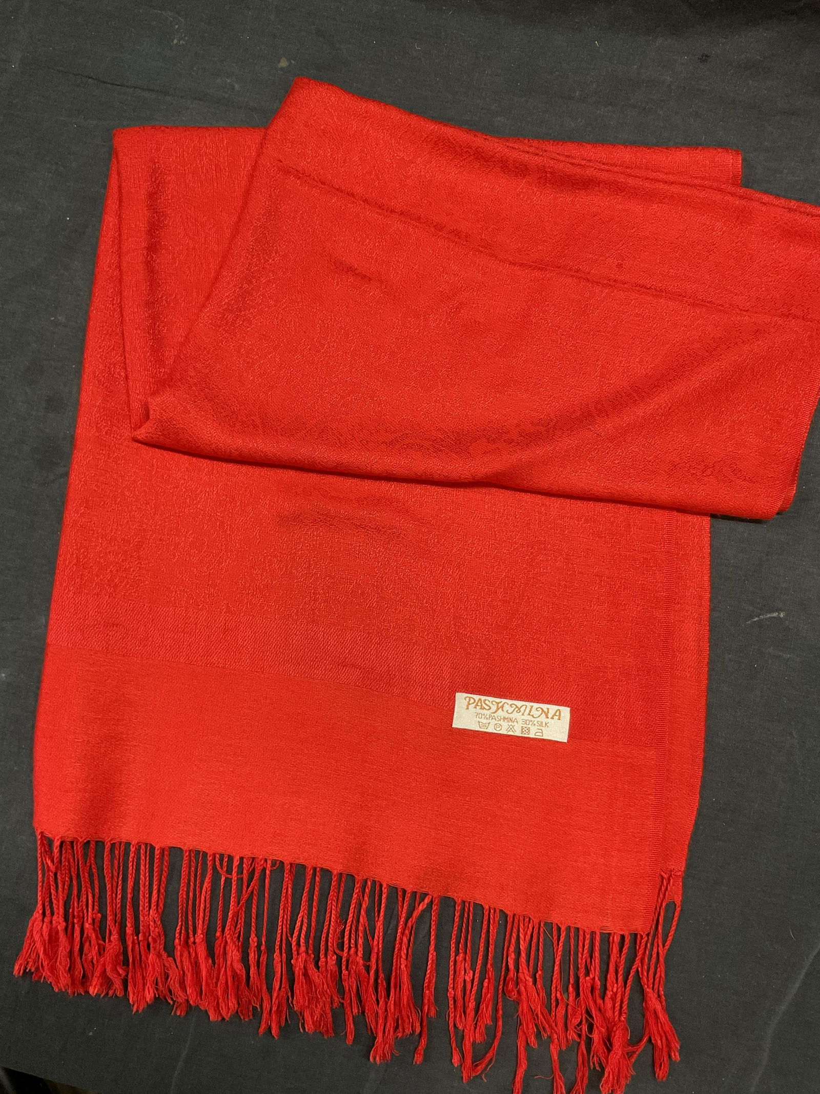 Red Pashmina Scarf W Tassels (1 of 4)