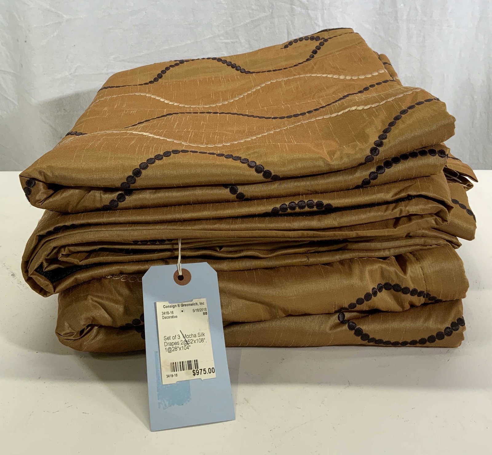 Set 3 Custom Mocha Silk Drapes (1 of 4)