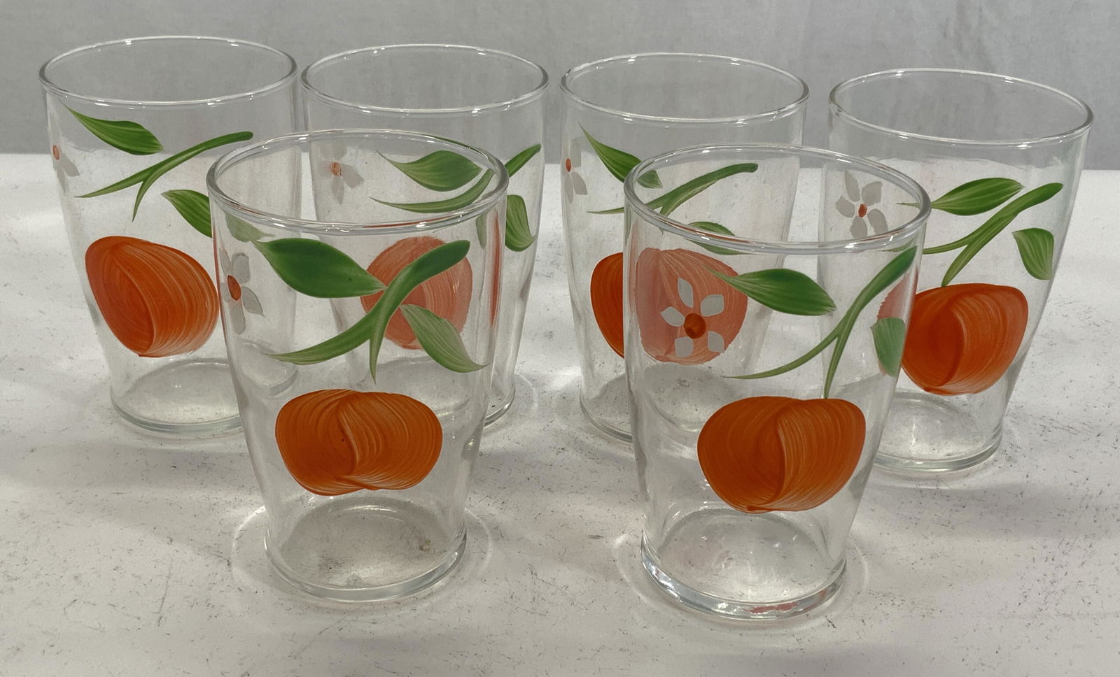 Set 6 Vintage Hand Painted Peach Glassware (1 of 4)