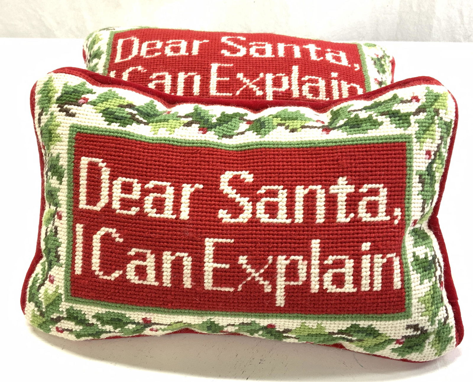 Pair Dear Santa Needlepoint Pillows (1 of 4)
