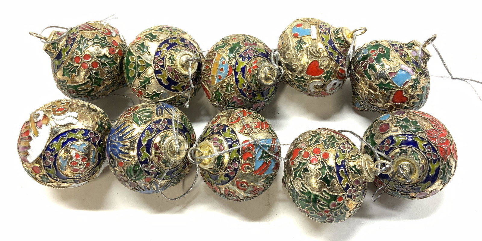 Set 10 Christmas Cloisonne Tree Ornaments (1 of 5)