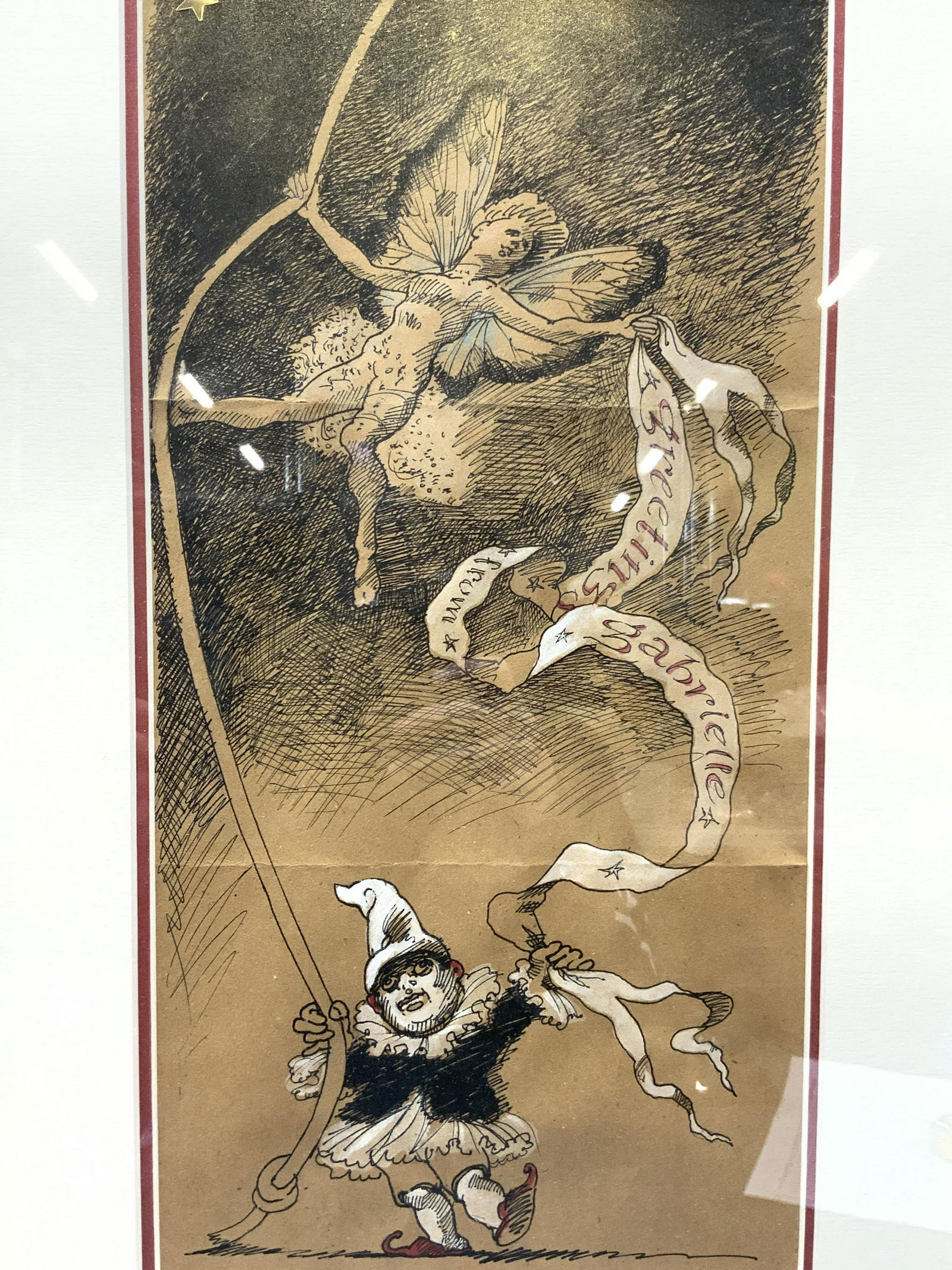 Hand Painted Clown & Angel Etching (1 of 8)