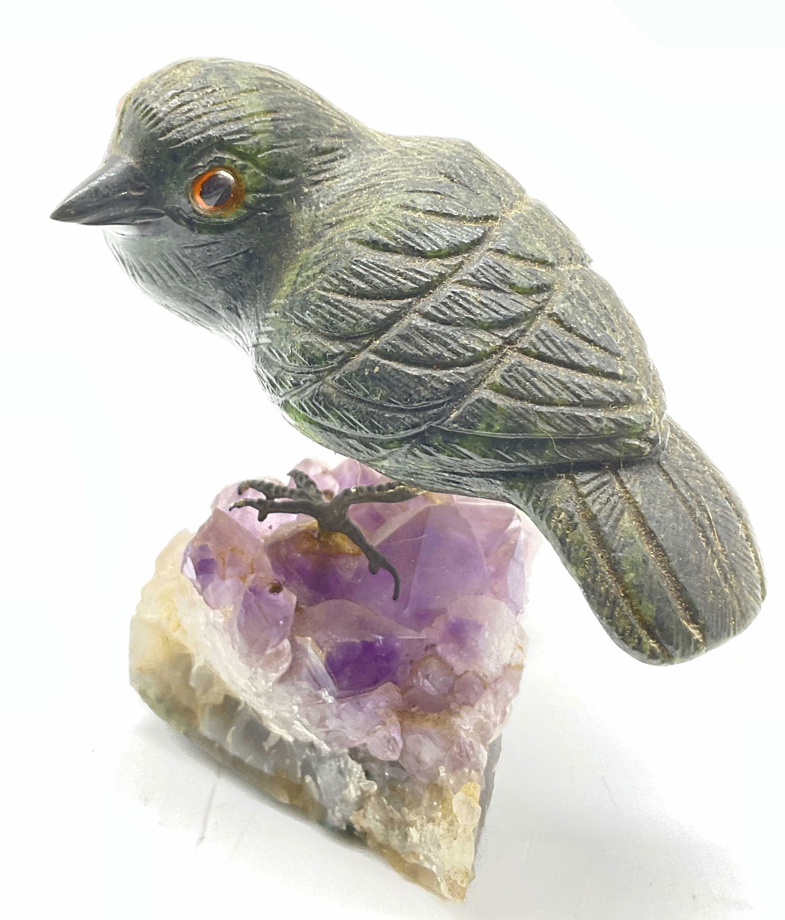 Natural Stone Bird on Amethyst Crystal Base (1 of 5)