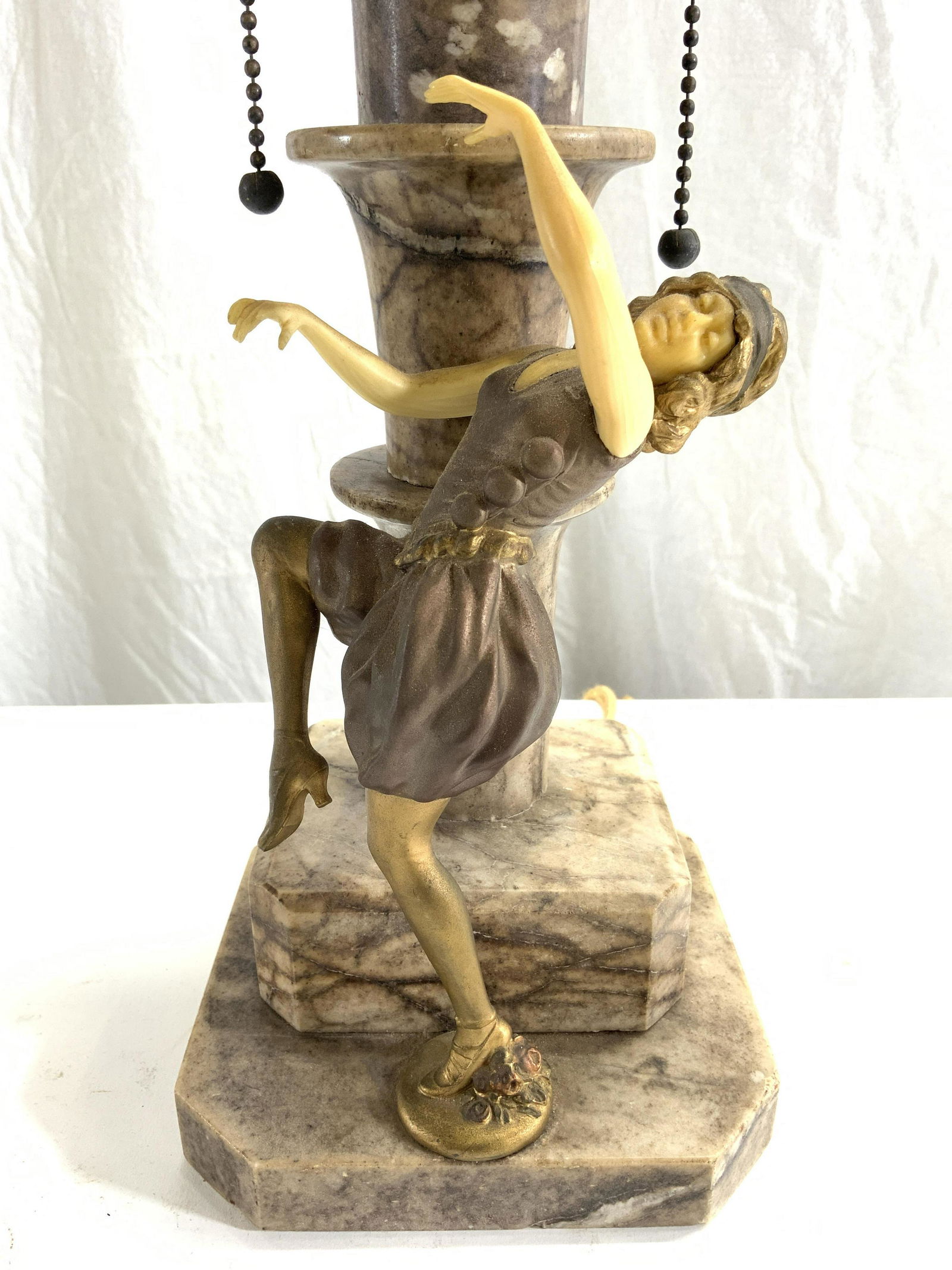 Vintage Carved Stone Lamp W Dancer Figure (1 of 9)