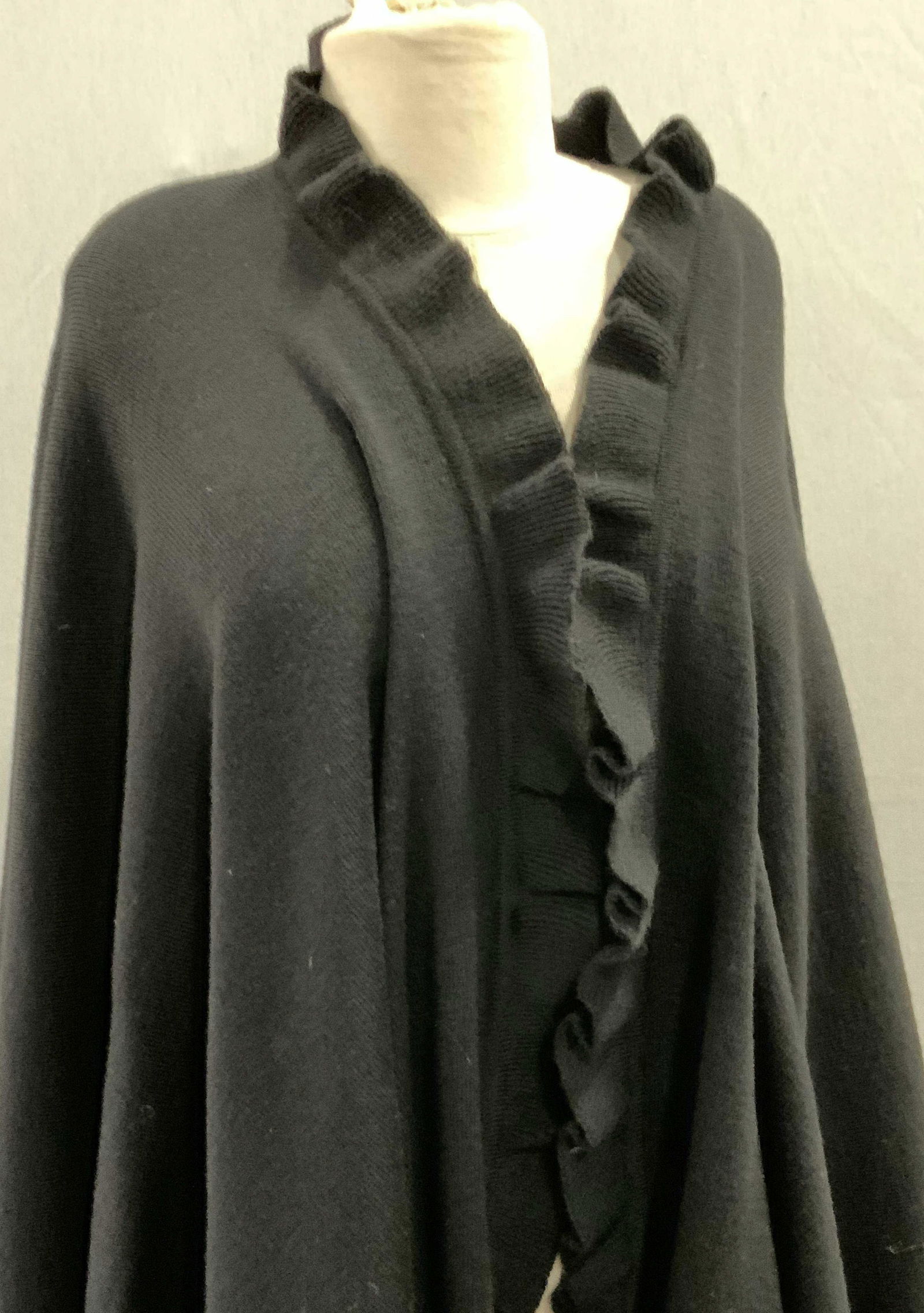 Oversized Wool Knit Serape with Ruffling (1 of 6)