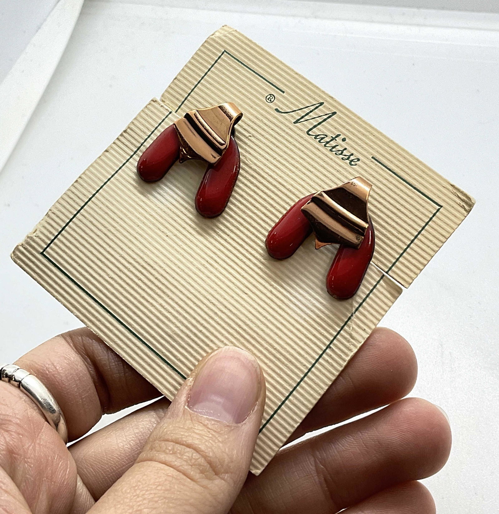 Matisse Clip on Copper & Enamel Earrings (1 of 5)