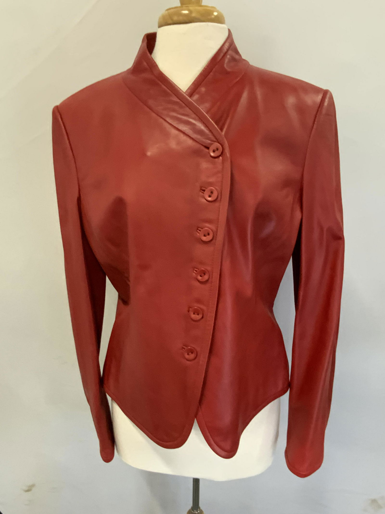 LINDA ALLARD ELLEN TRACY Red Leather Jacket (1 of 4)