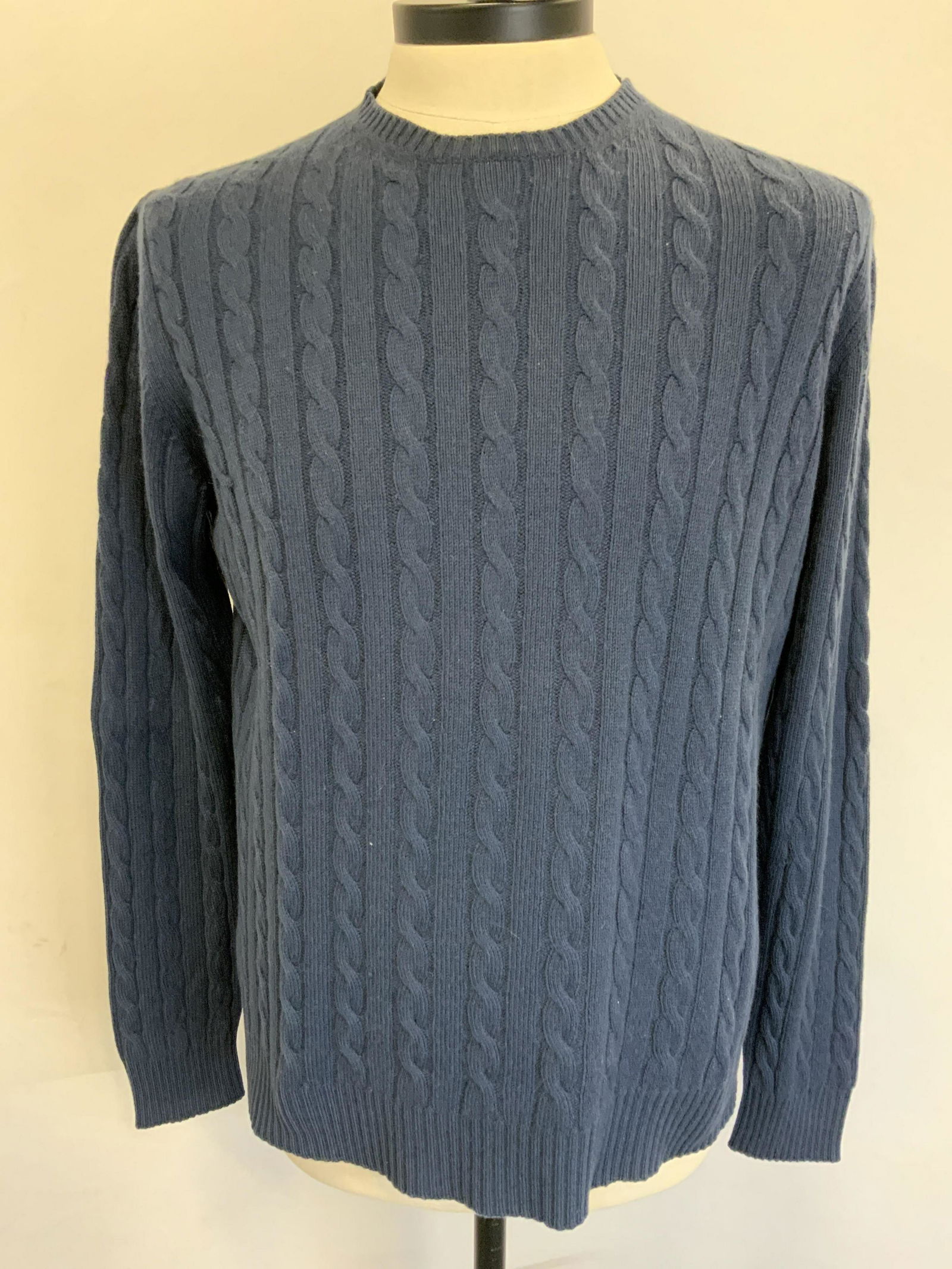Blue Cable Knit Crewneck Cashmere Sweater (1 of 5)