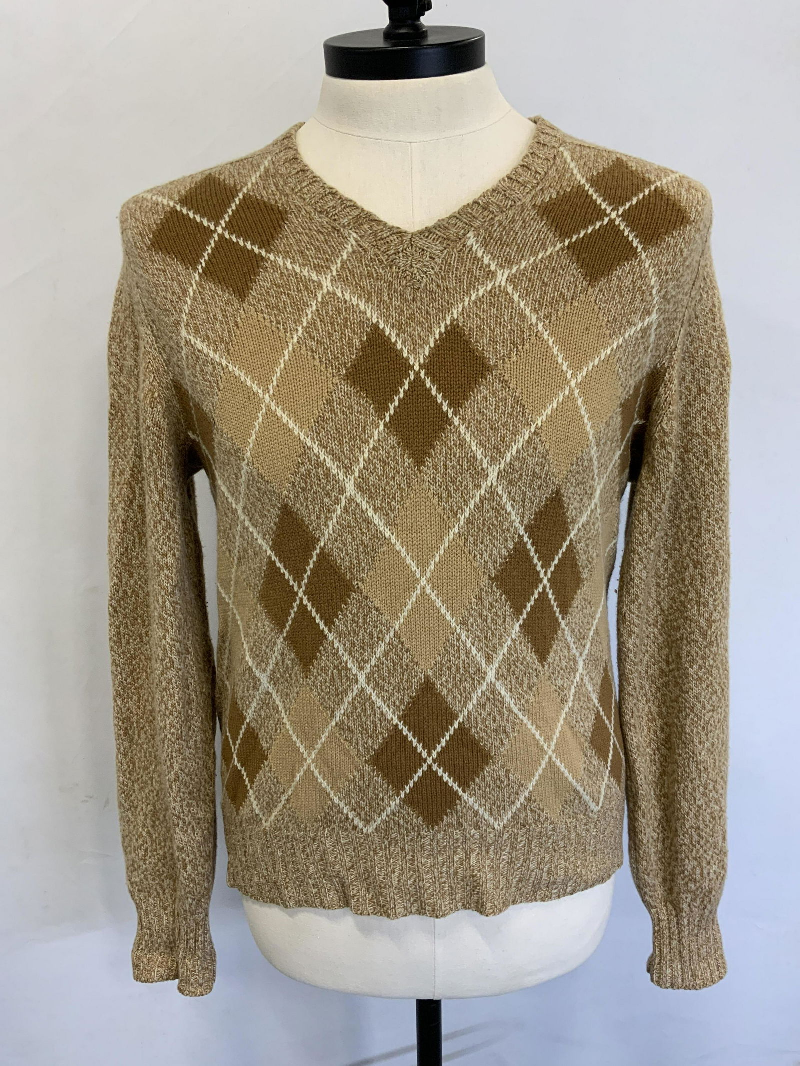 J&DM GEORGE Beige Argyle Cashmere Sweater (1 of 4)