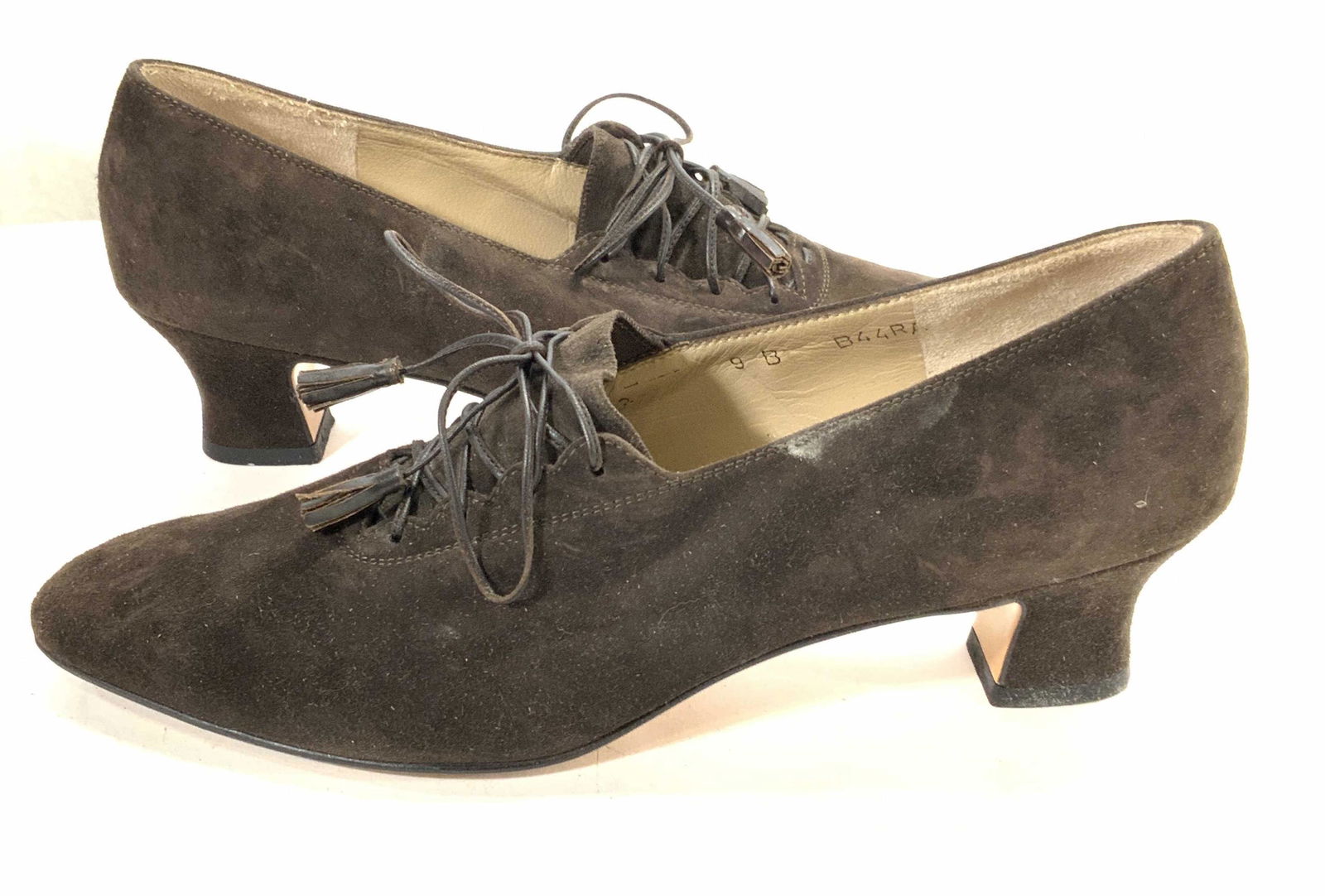 SALVATORE FERRAGAMO Brown Suede Lace Up Heels (1 of 7)