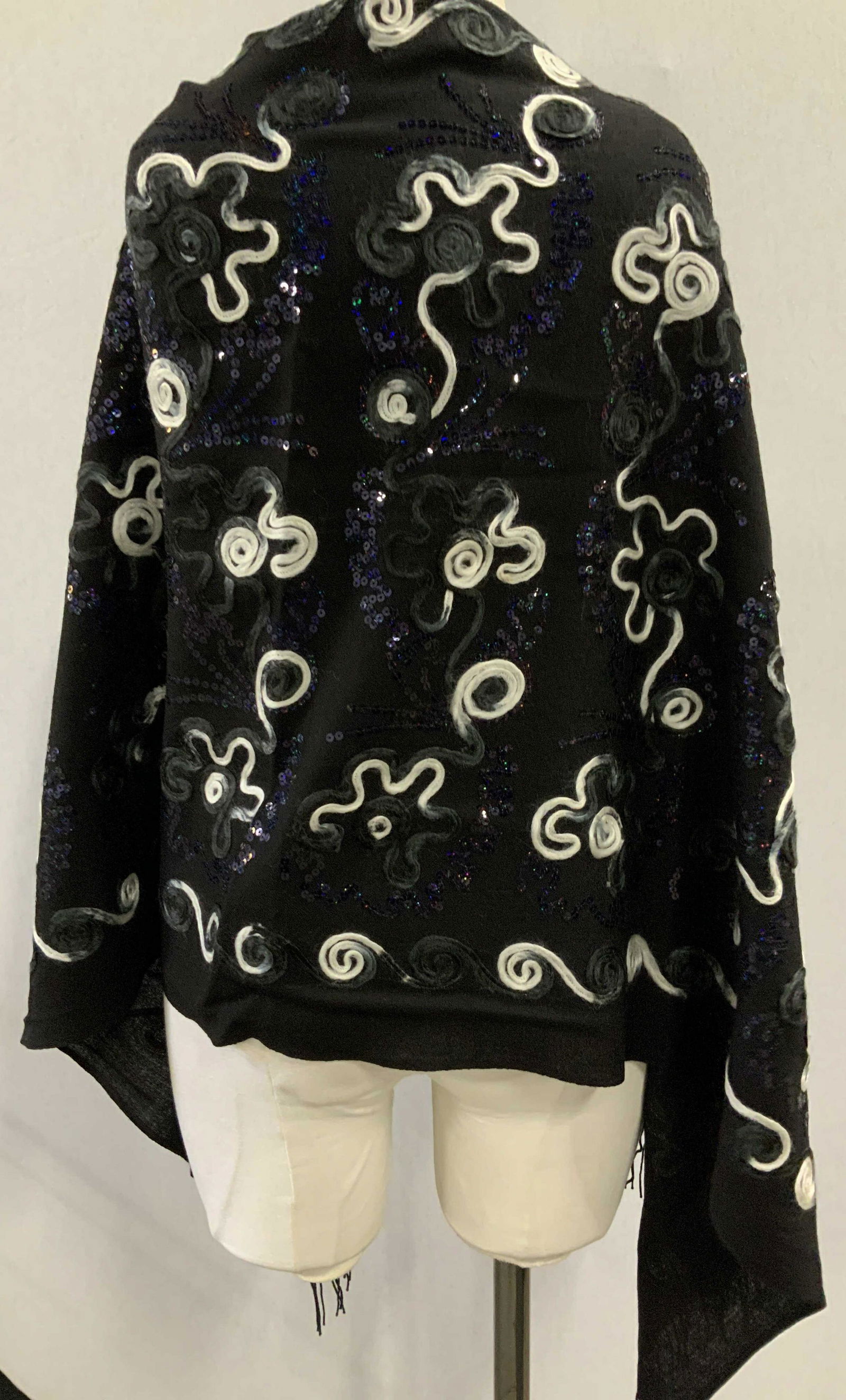 Sequined Black Pashmina Shawl (1 of 5)