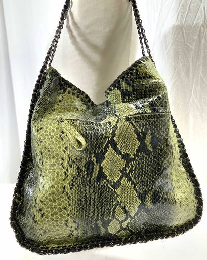 CHANEL Exotic Python Snake Skin Black Leather Large Hobo Bag