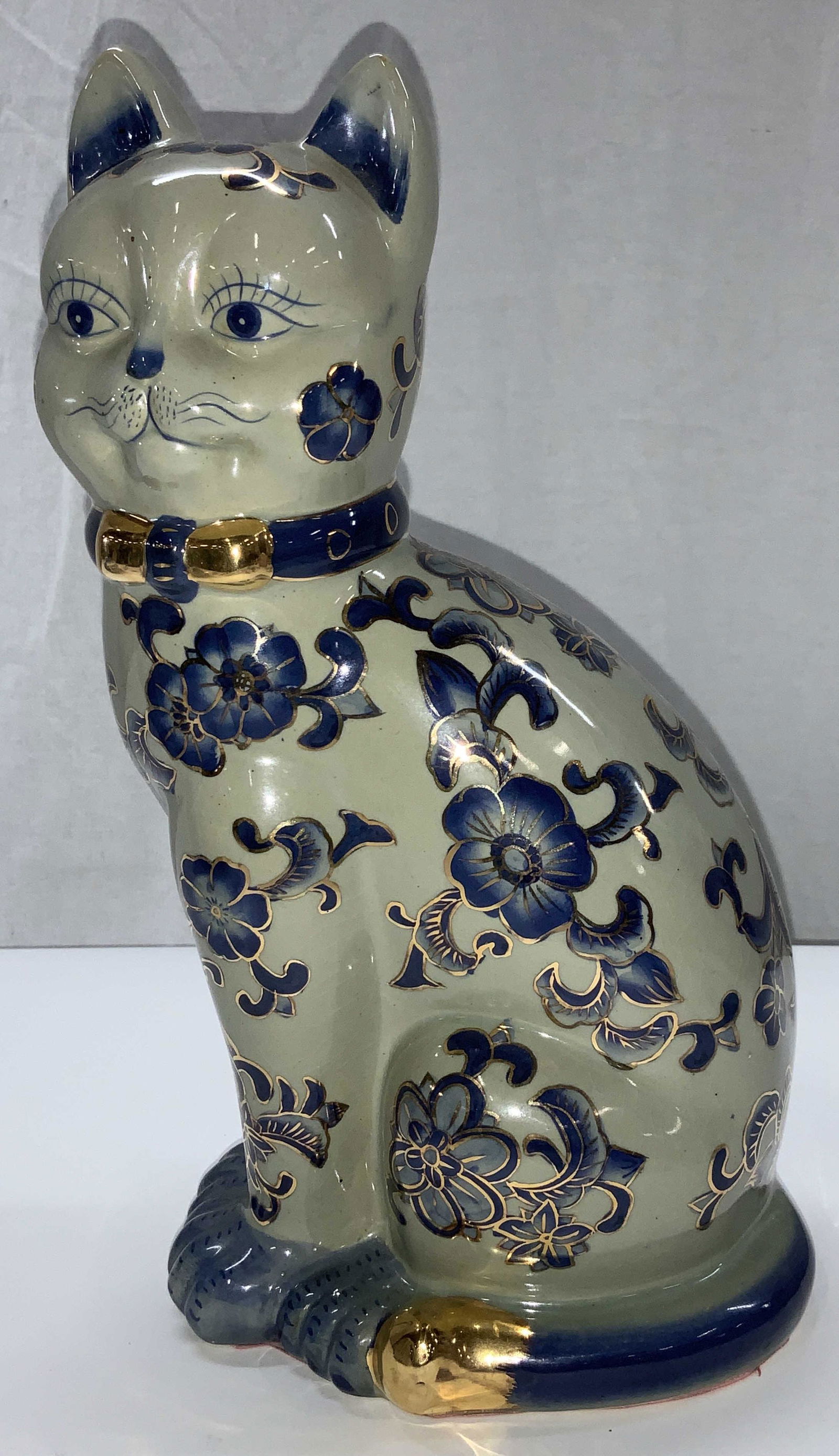 Asian Stoneware Cat Figural Statue (1 of 7)