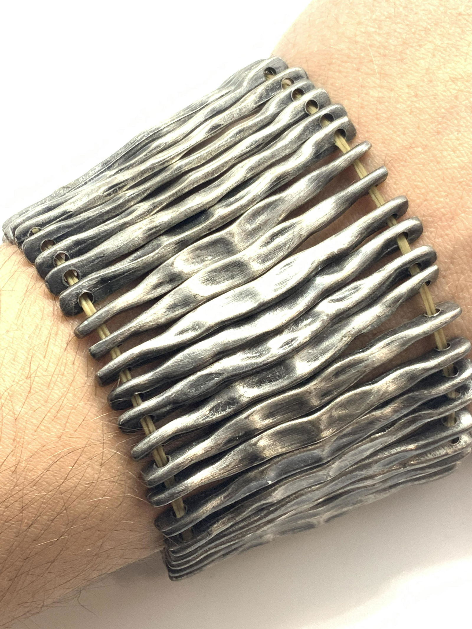 Vintage Brutalist Style Hammered Bracelet (1 of 3)