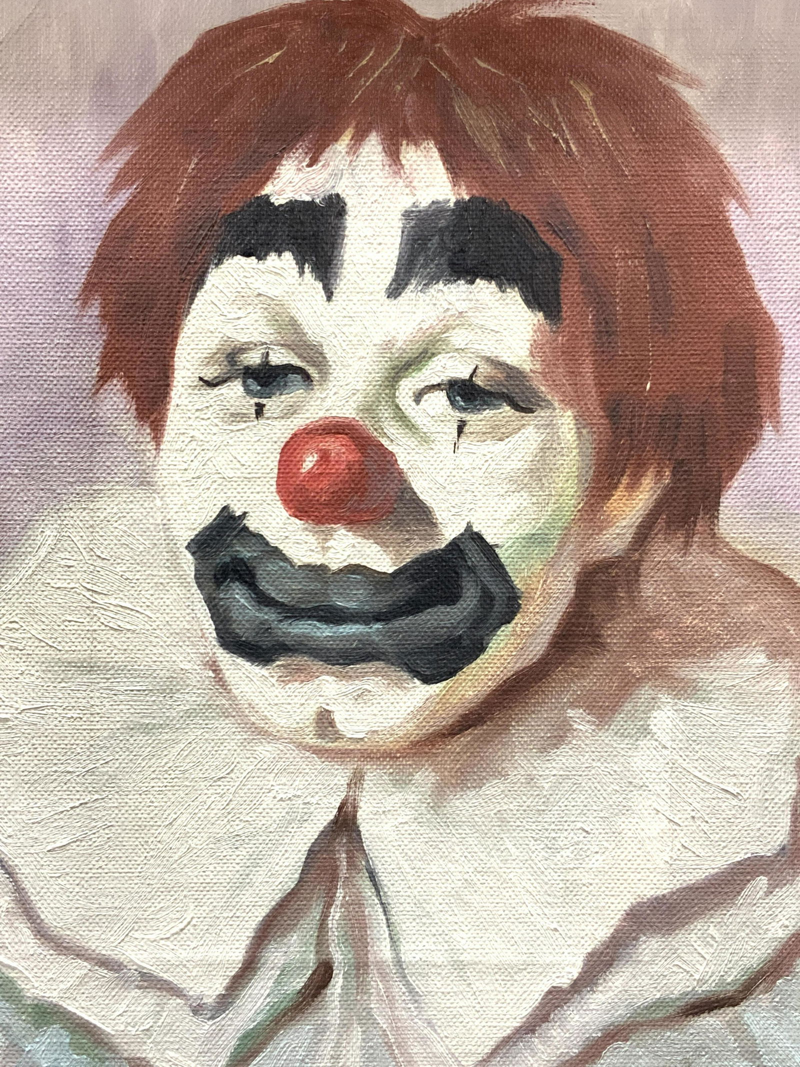 Framed Vintage Clown Portrait Oil Painting (1 of 7)
