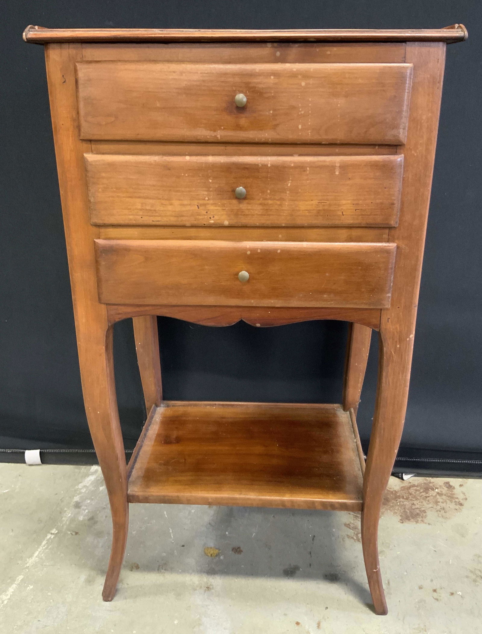 Antique Three Drawer Wooden Nightstand (1 of 12)