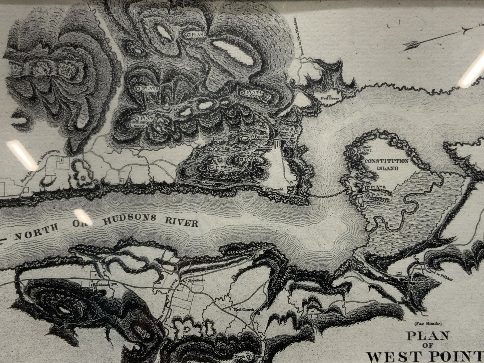 Framed Plan Of West Point Topographic Ink Etching (1 of 9)