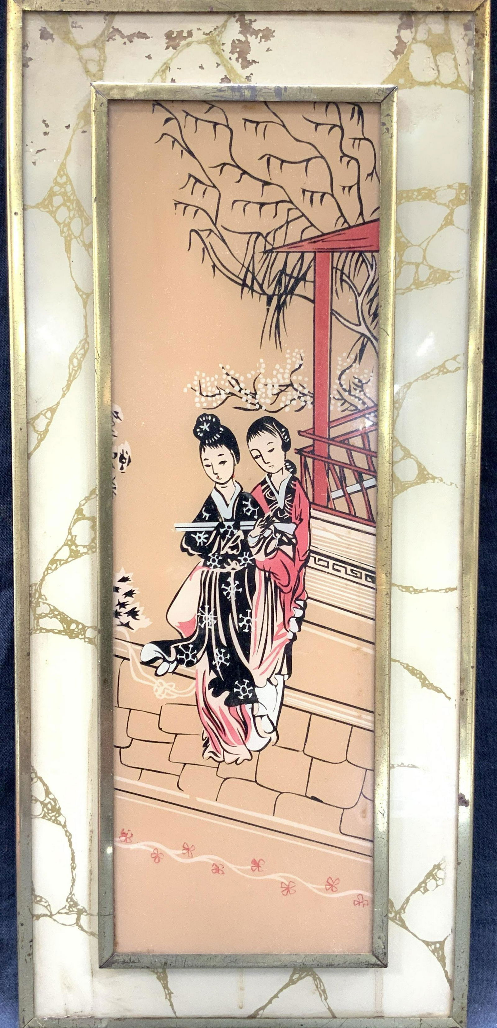 Vintage Asian Resin & Glass Panel Art (1 of 9)