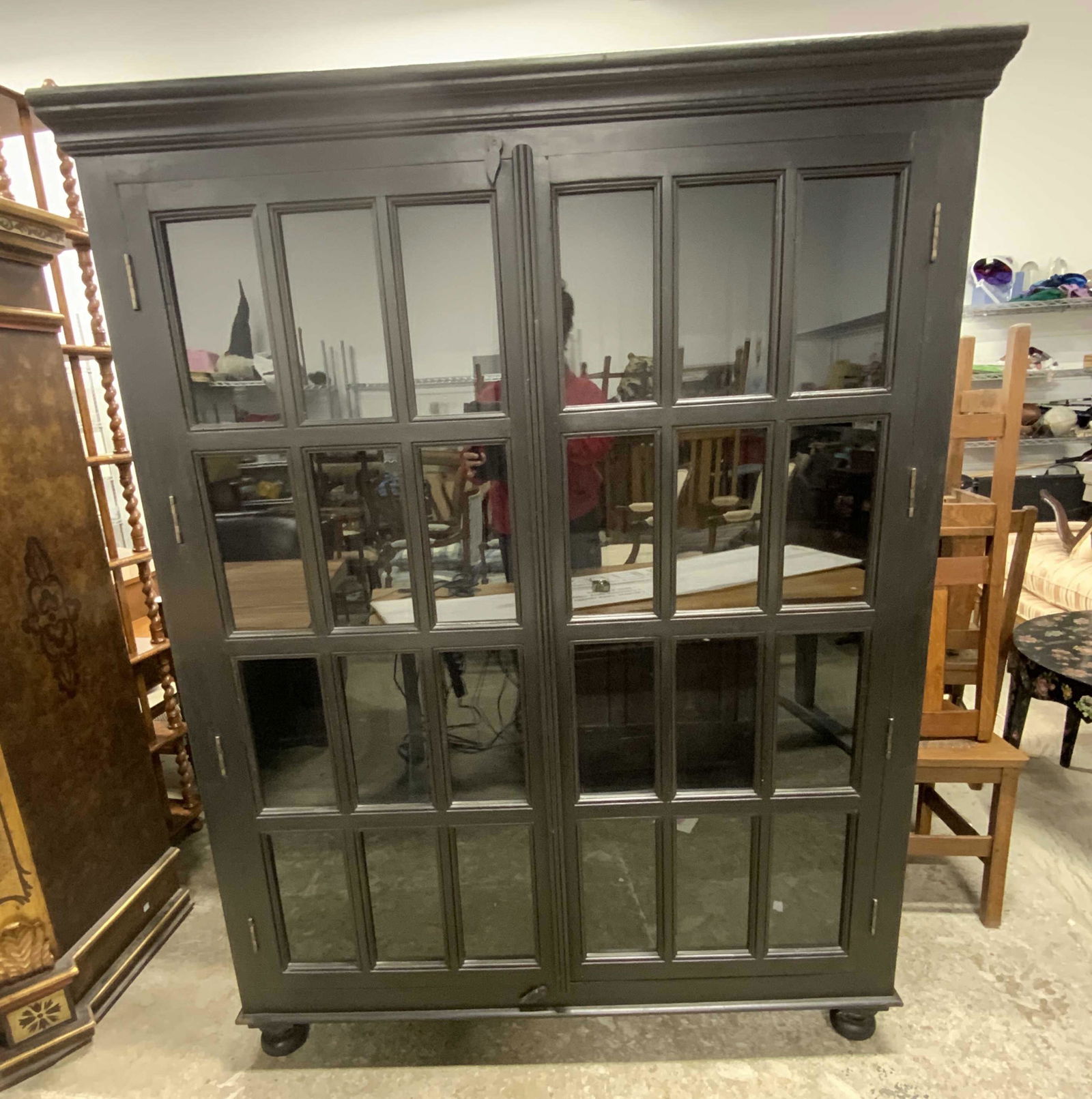 Dark Wood Library Cabinet Curio Display Case (1 of 10)