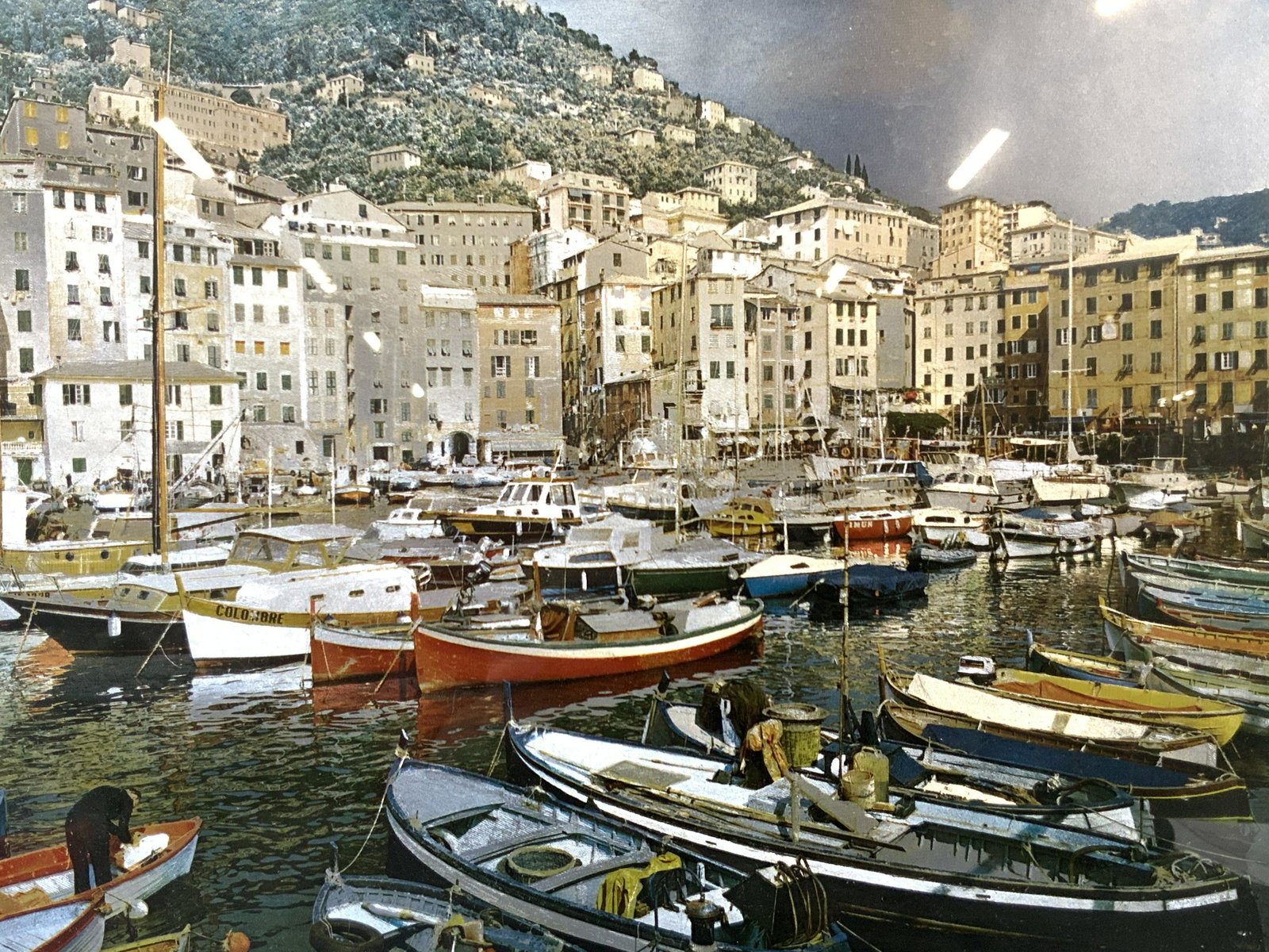 Euro graphics Engraved Metalwork Boat Yard: Framed engraved metalwork. Subject depicts many Sail boats in rows on the water of a European city town. Landscape is reflective in light. Approximately 13.25 x 16.5 inches. Window is approximately 8.