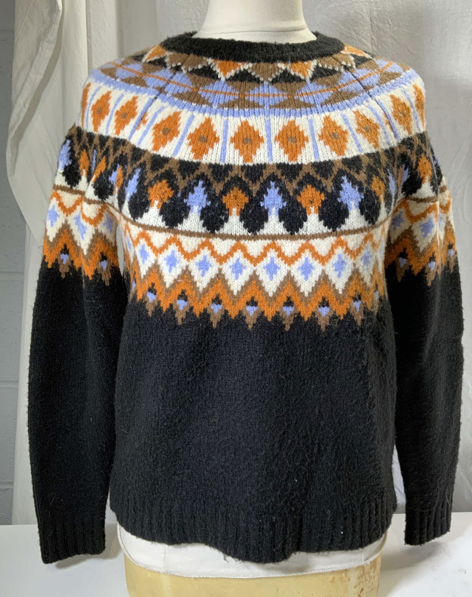 Black Multi Color Thick Knit Crewneck Sweater (1 of 4)