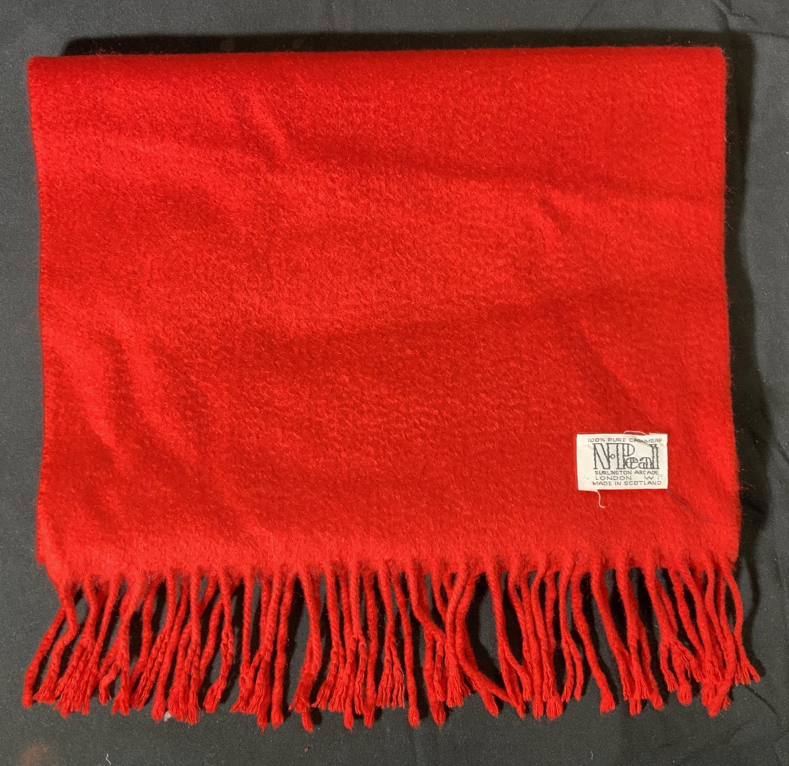 N PEAL Bright Red Cashmere Fringe Scarf, Scotland (1 of 4)