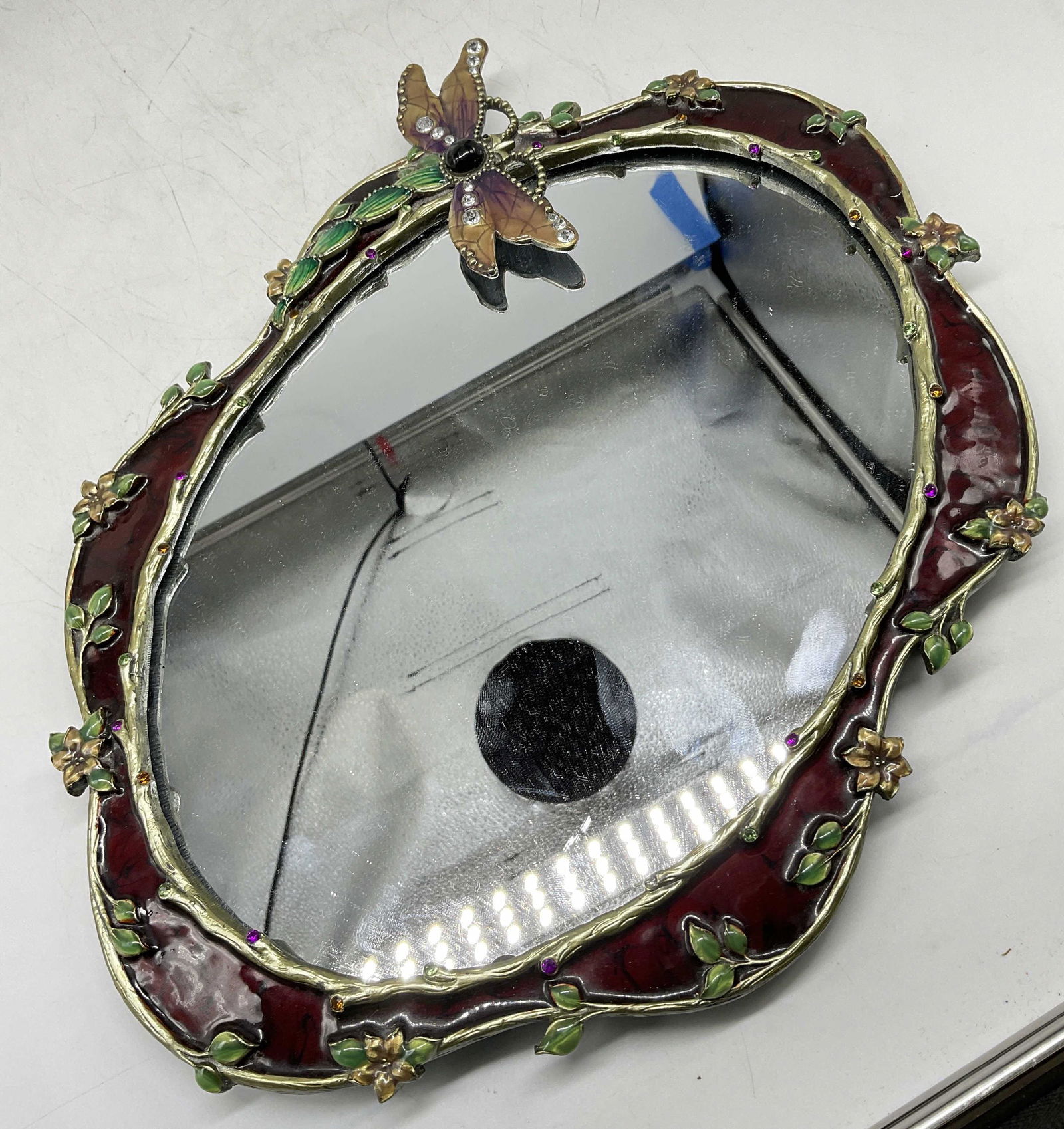 Oval Mirrored Vanity Tray W Dragonfly (1 of 6)