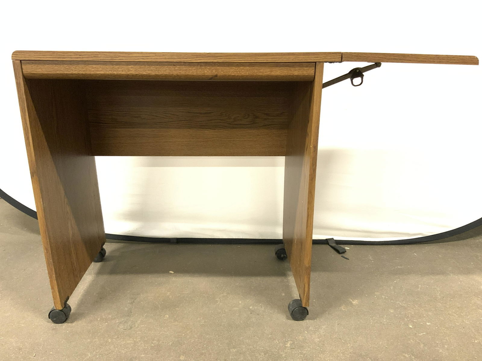 Vintage Wood Style Desk W Drop Leaf & Wheels (1 of 8)