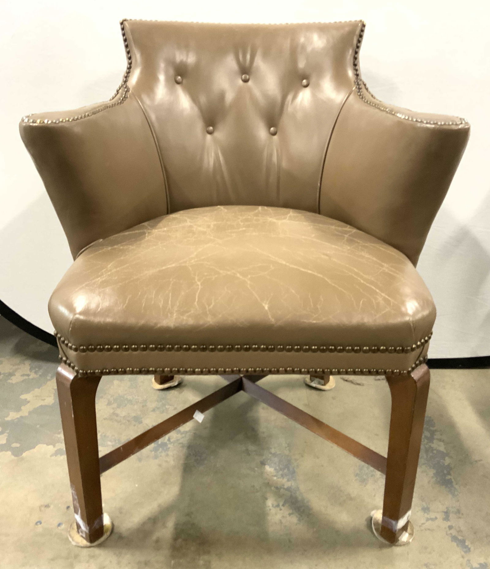 Vintage Tufted Leather Chair W Nailhead Detail (1 of 9)
