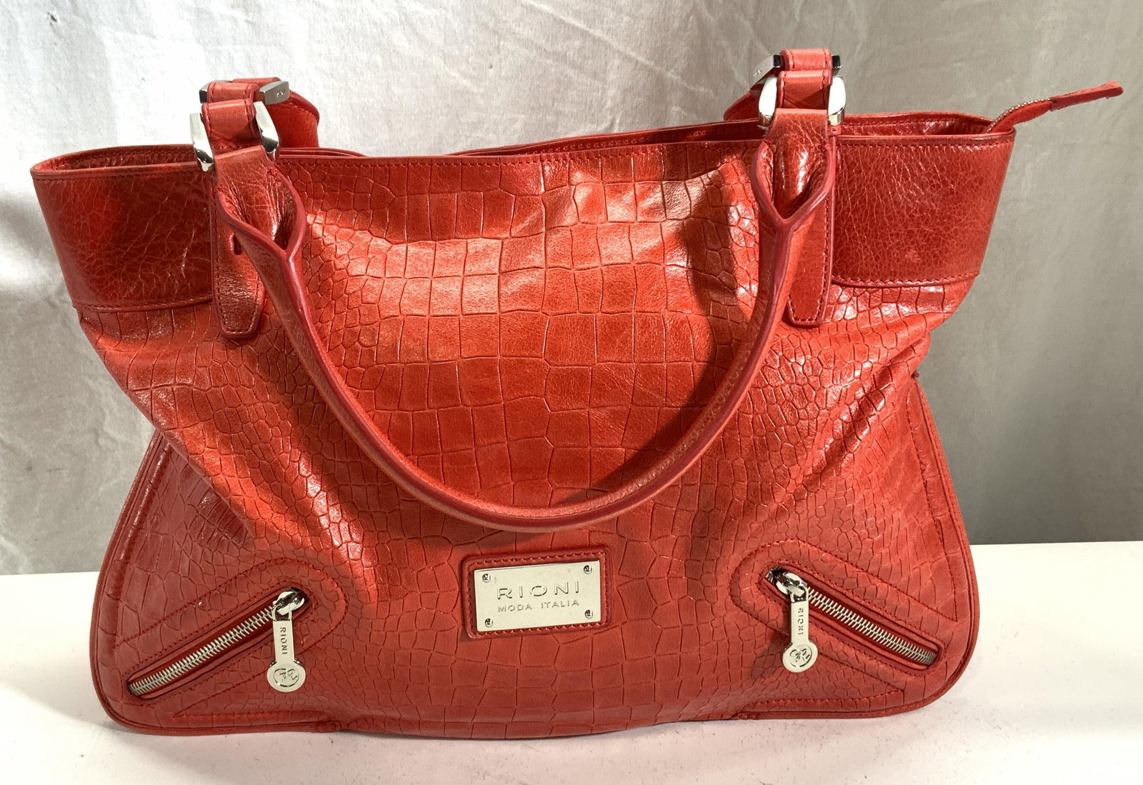 RIONI Red Crocodile Leather Handbag (1 of 9)