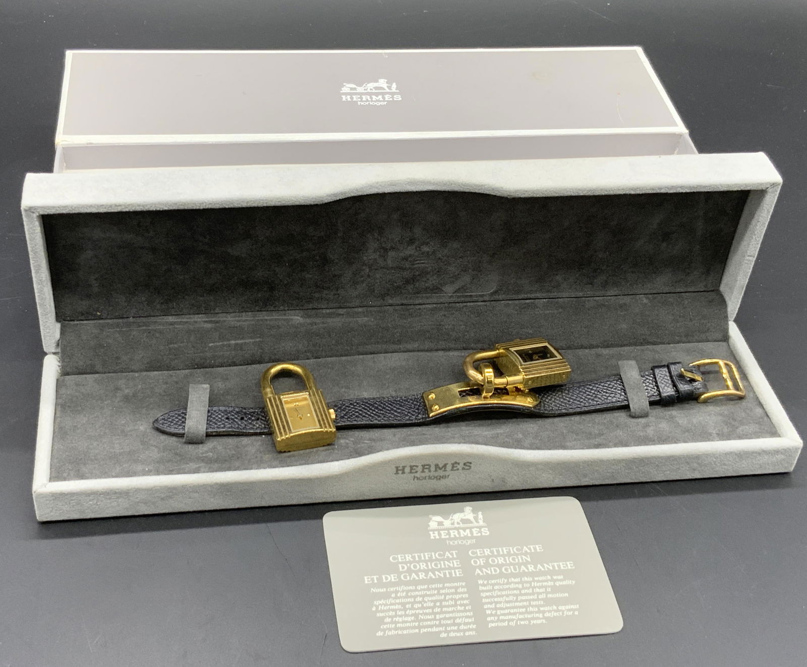 HERMES PARIS KELLY Black Leather Bracelet Org Bx (1 of 18)