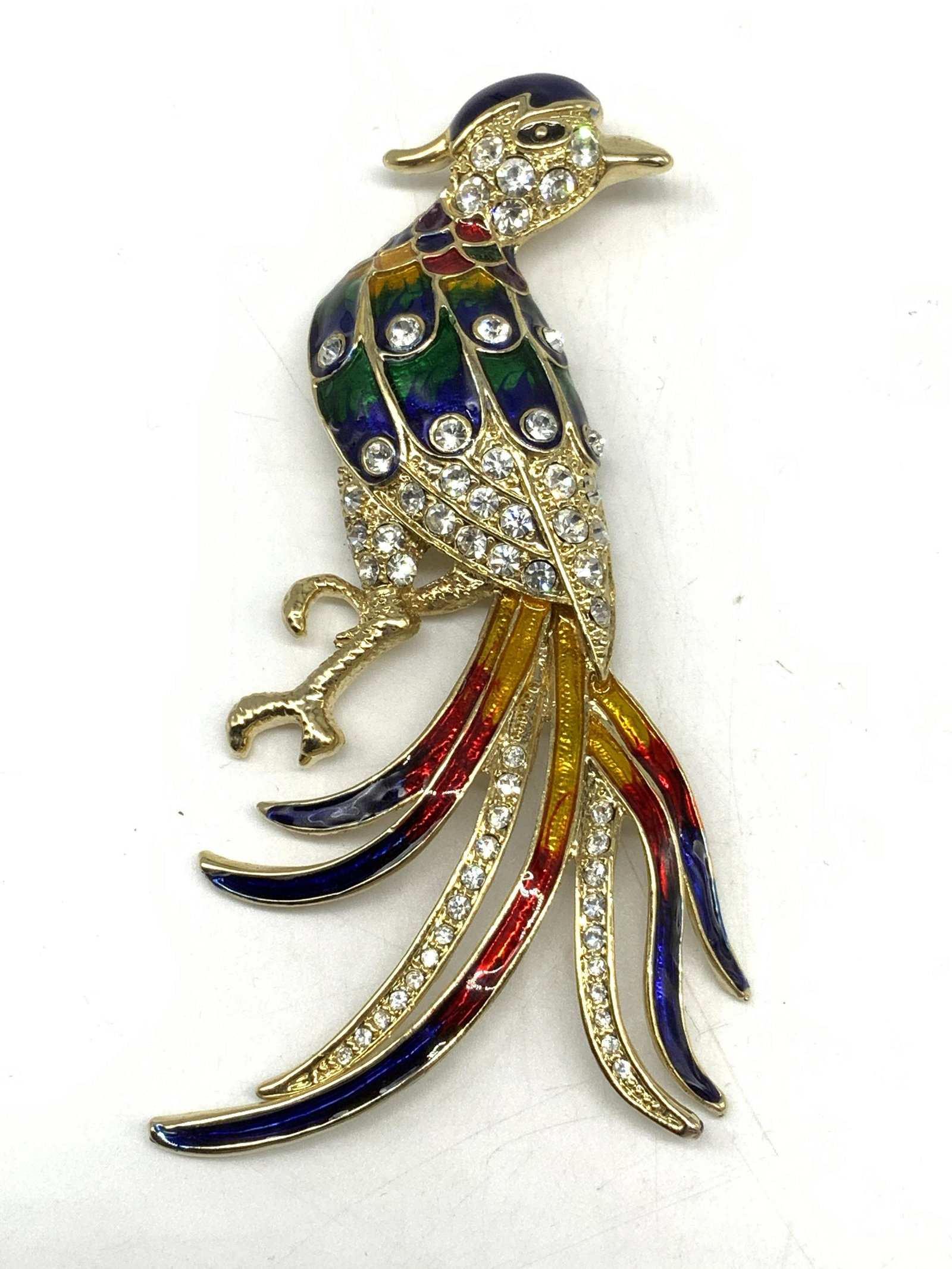 Vintage Crystal Enameled Exotic Bird Brooch (1 of 6)