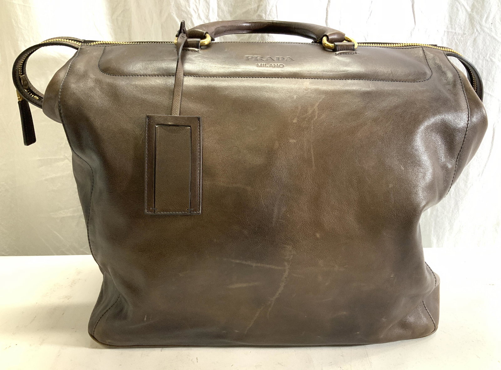 PRADA Signed Vintage Leather Weekend Duffle, ITALY (1 of 12)