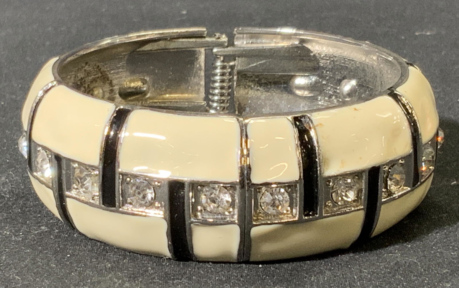 Vintage Enameled Crystal Hinged Bangle (1 of 4)