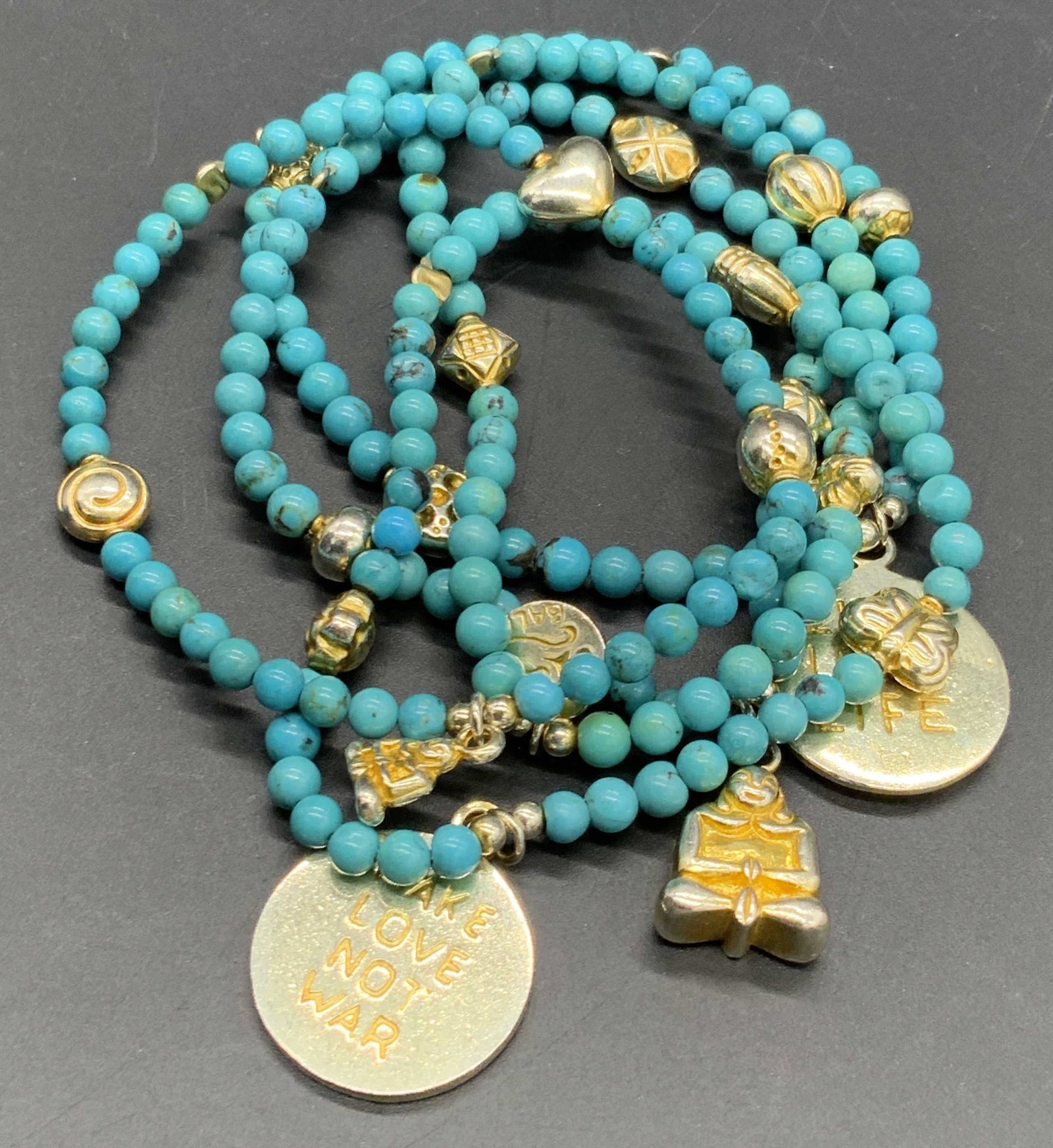 Set6 STERLING Charm Turquoise Style Bead Bracelets (1 of 10)