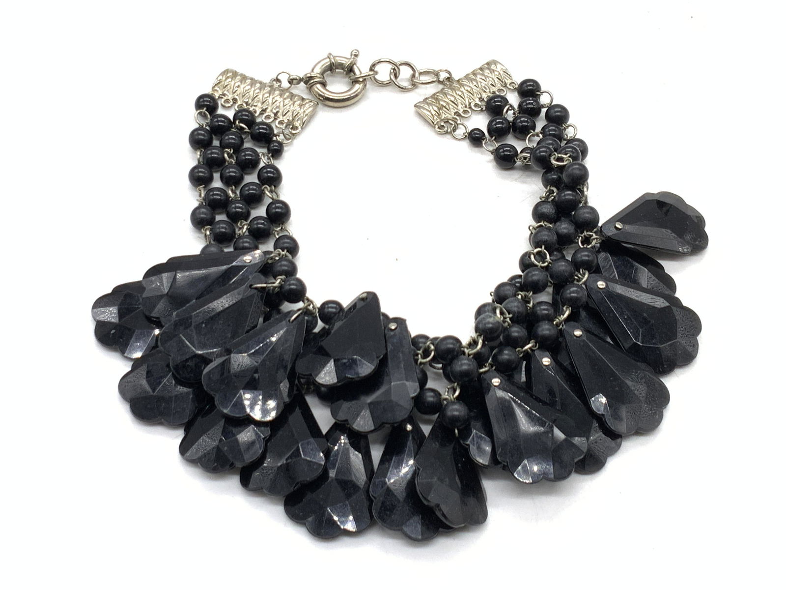 Vintage Chunky Black Beaded Statement Necklace (1 of 8)