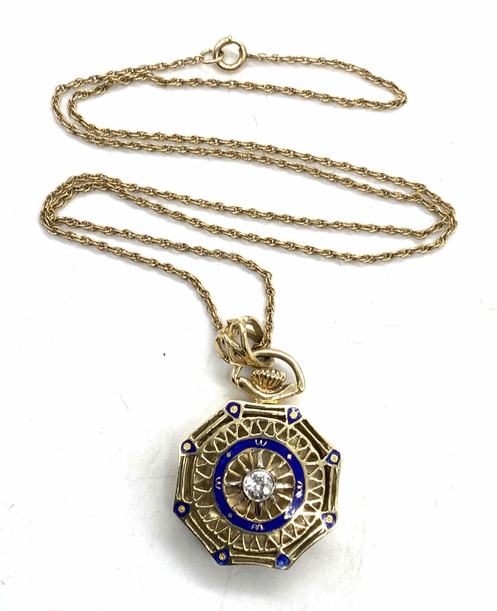 14K Gold & Moissanite Pendant Locket Necklace (1 of 6)