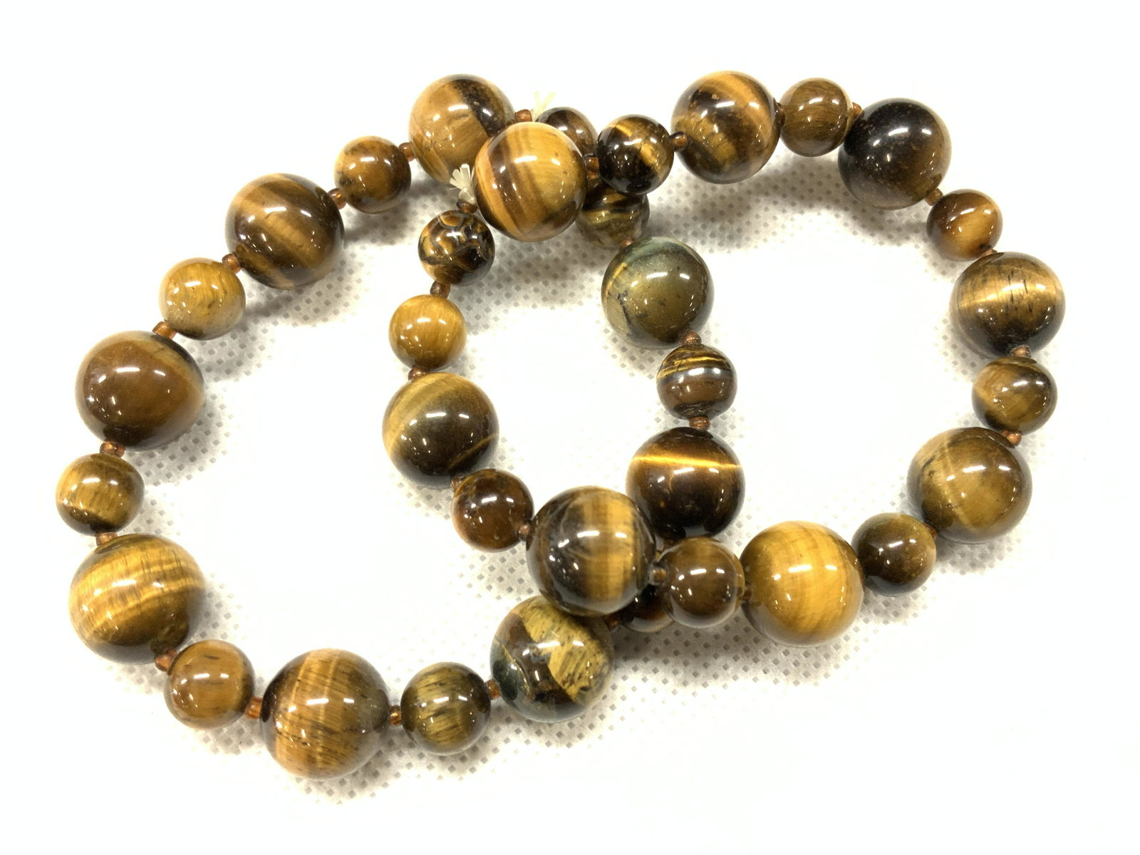 Pair Polished Tigers Eye Beaded Stretch Bracelets (1 of 5)